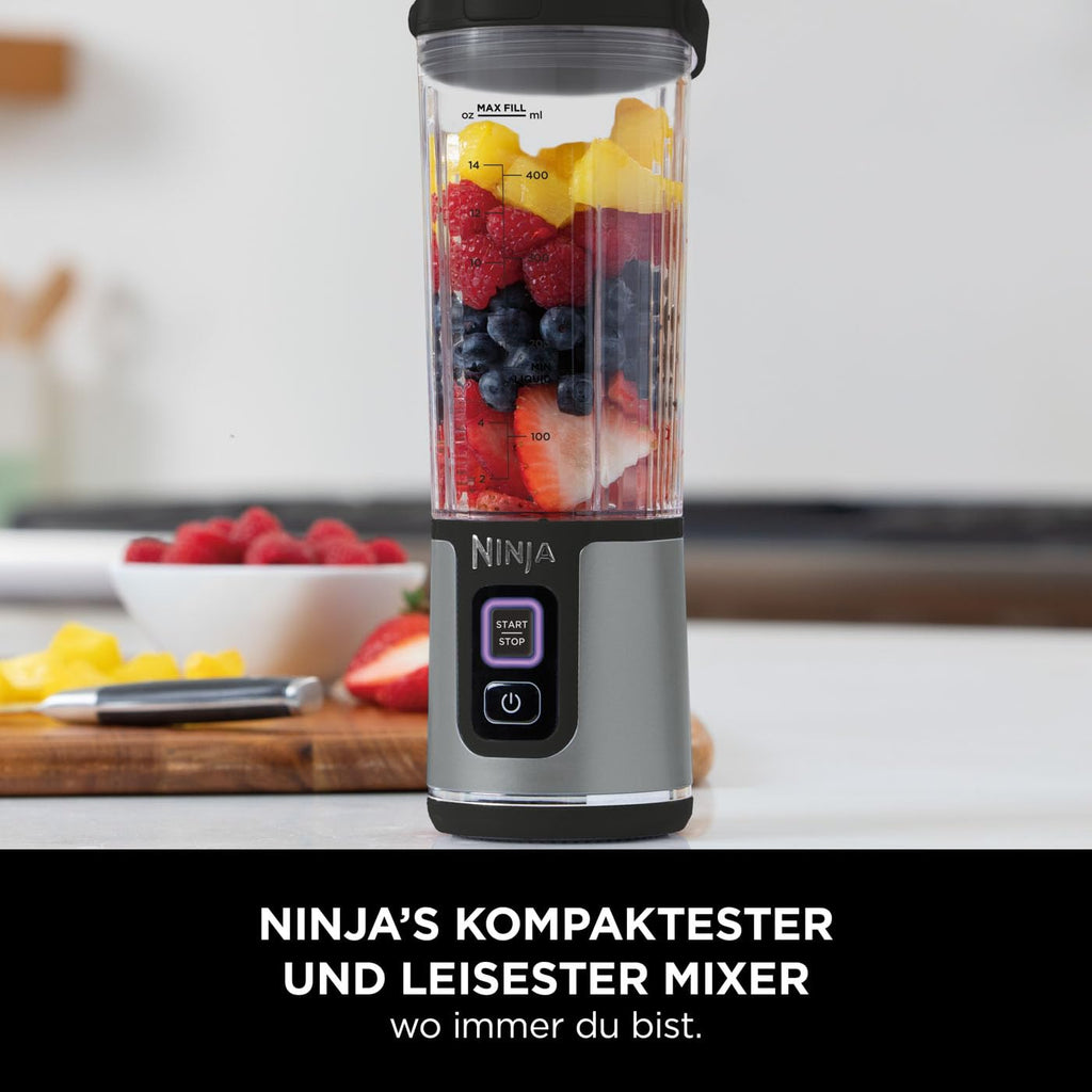 Ninja Blast Tragbarer Mixer / Blender / Smoothie Maker, 530ml Becher, Auslaufsicherer Deckel, Leistungsstarker Mini Standmixer, Kabellos & Wiederaufladbar, Zerkleinert Eis & Obst, Blau, BC151EUNV