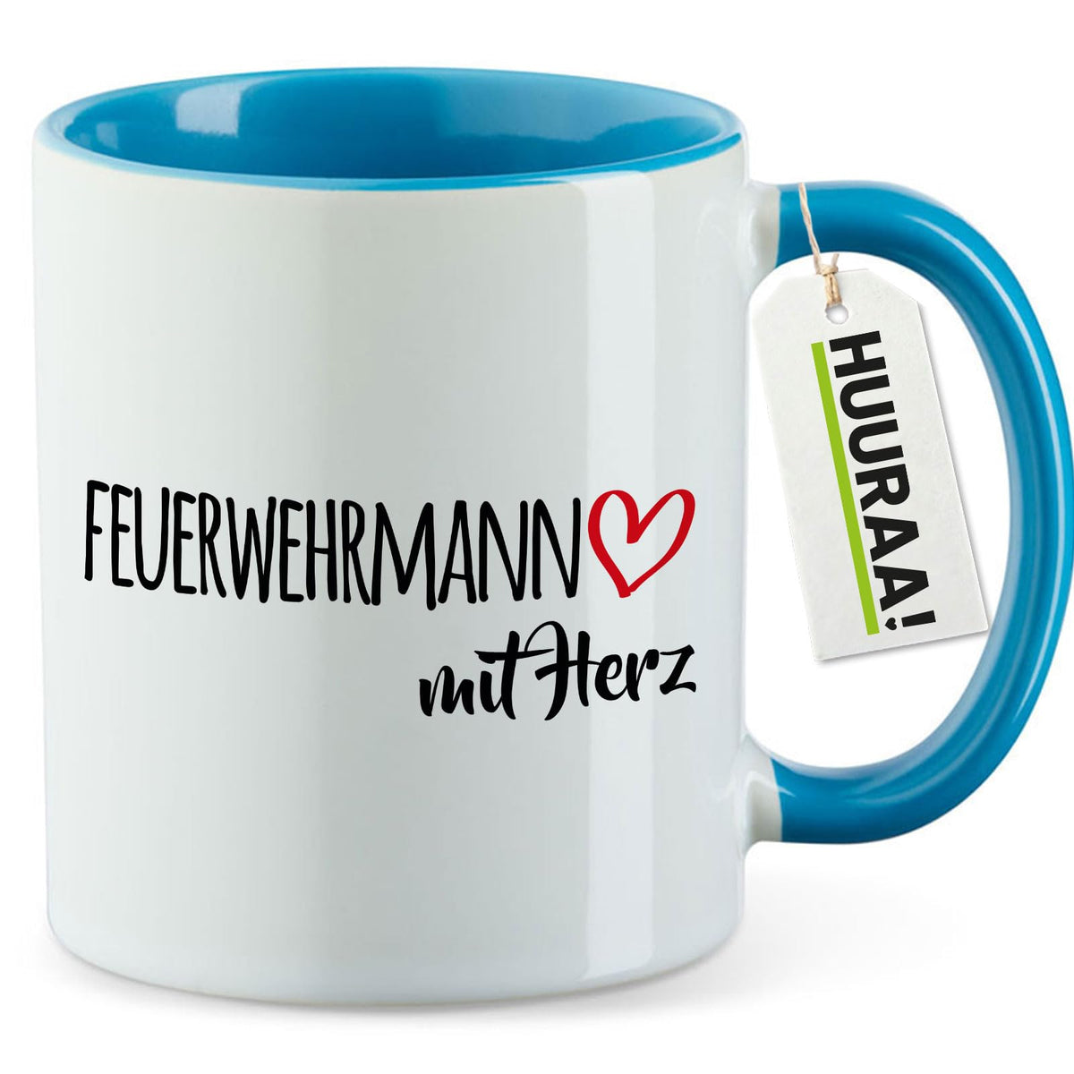 Huuraa Kaffeetasse Feuerwehrmann mit Herz Geschenk