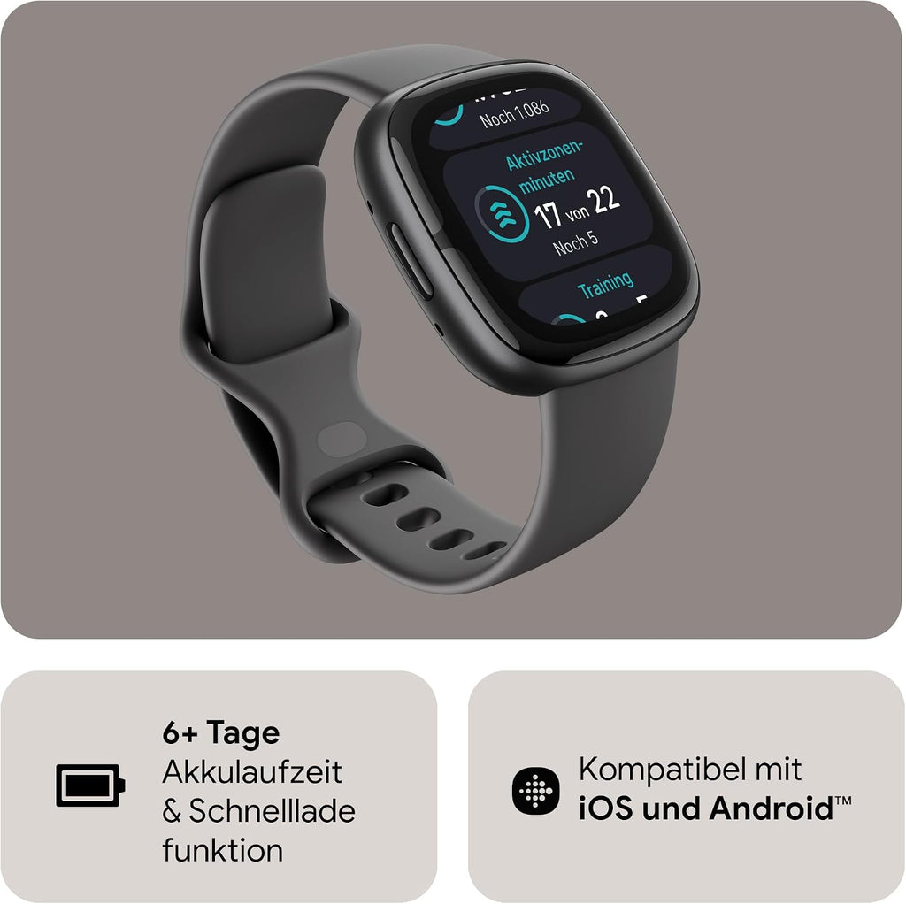 Google Fitbit Sense 2 – Smartwatch Damen / Herren – Fitnessuhr mit integriertem GPS und Telefonfunktion – Fitness-Tracking mit Stressmanagement, EKG und Schlafanalyse – kompatibel mit Android/iOS