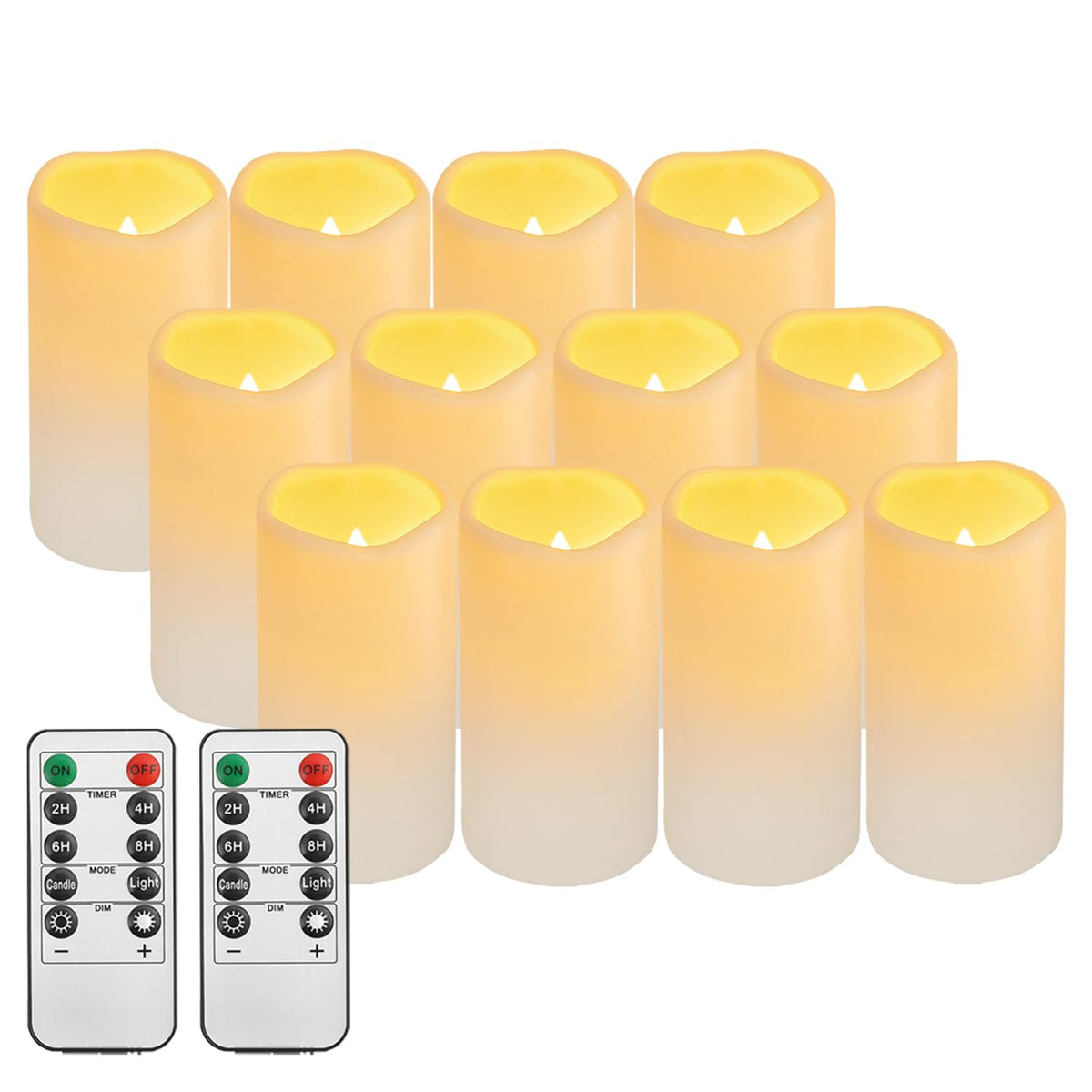 2PACK Wasserdichte Outdoor Flammenlose LED Kerzen Fernbedienung Timer