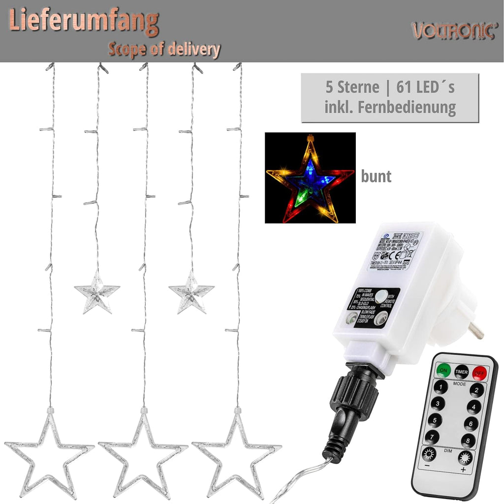 VOLTRONIC LED-Lichtvorhang, für den Innen- und Außenbereich, IP44, Modell und Farbe nach Wahl, Fernsteuerung