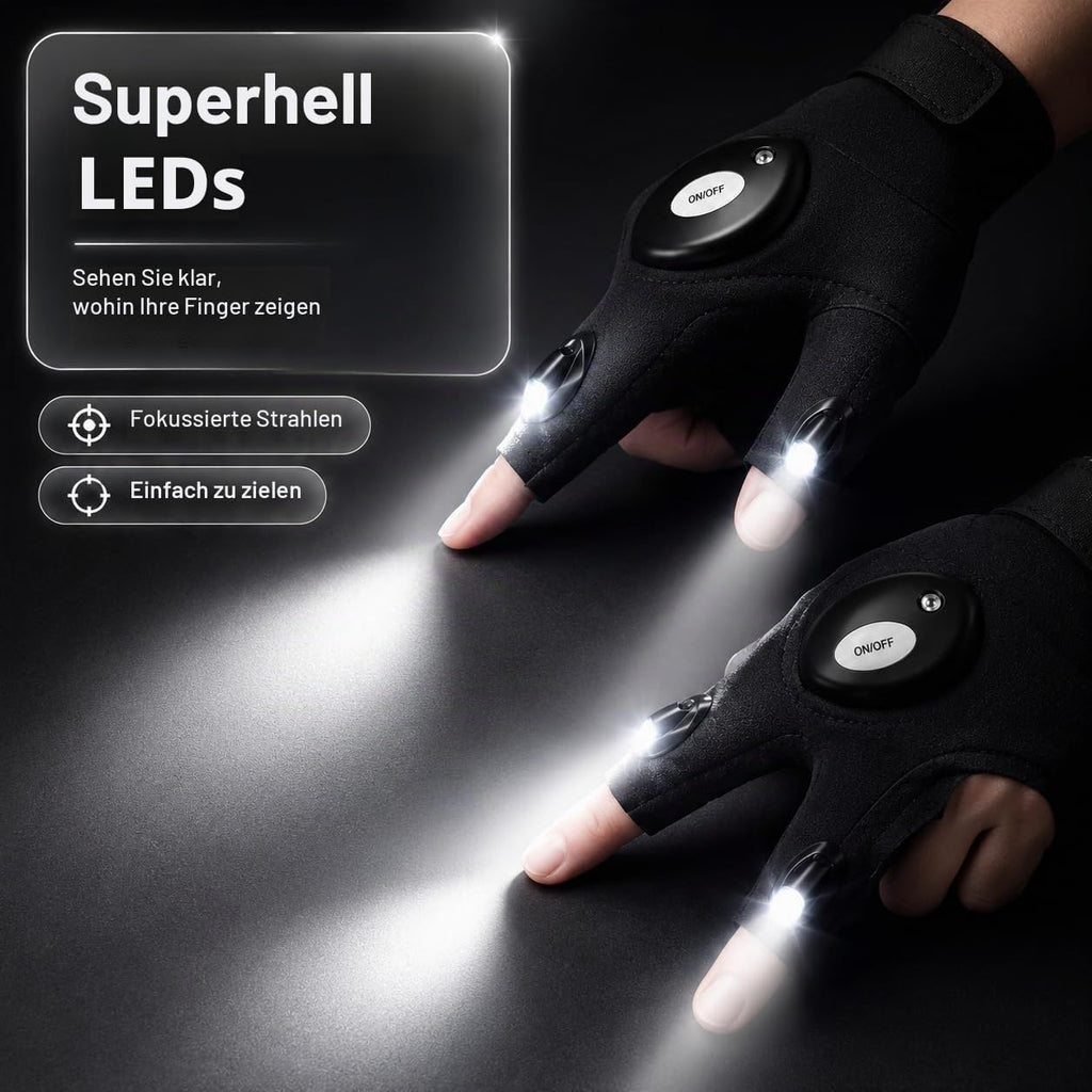Mylivell Handschuhe mit Licht für Männer – LED Angelhandschuhe, Handschuhe mit LED Licht für Angeln, Camping & Reparaturen, praktische Geschenkidee für Männer, Vatertag Geschenk