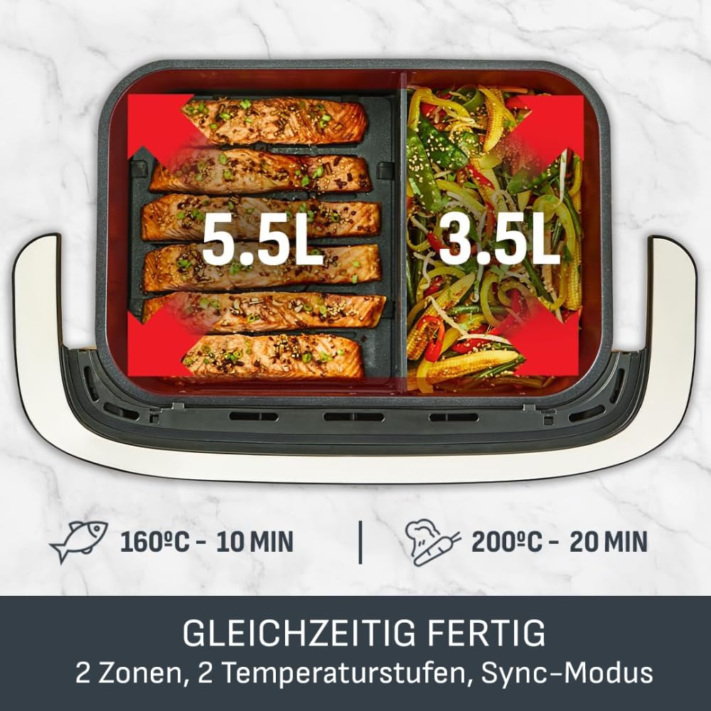 Tefal Dual Easy Fry Heißluftfritteuse 8,3 L mit 2 Kammern