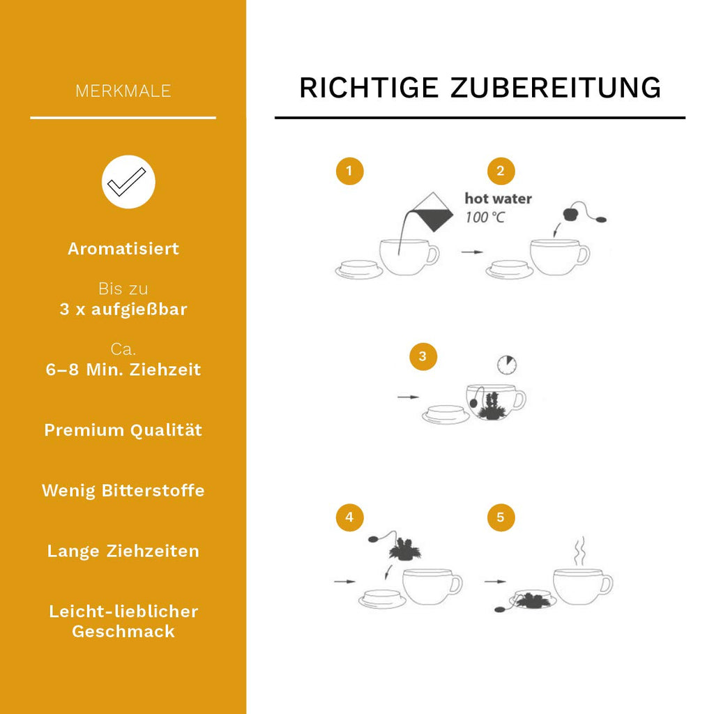 Creano 6 Teeblumen Geschenkbox weißer, schwarzer & grüner Tee in edler Magnetbox mit Silberprägung - 6 verschiedene Sorten - Geschenk zu Weihnachten