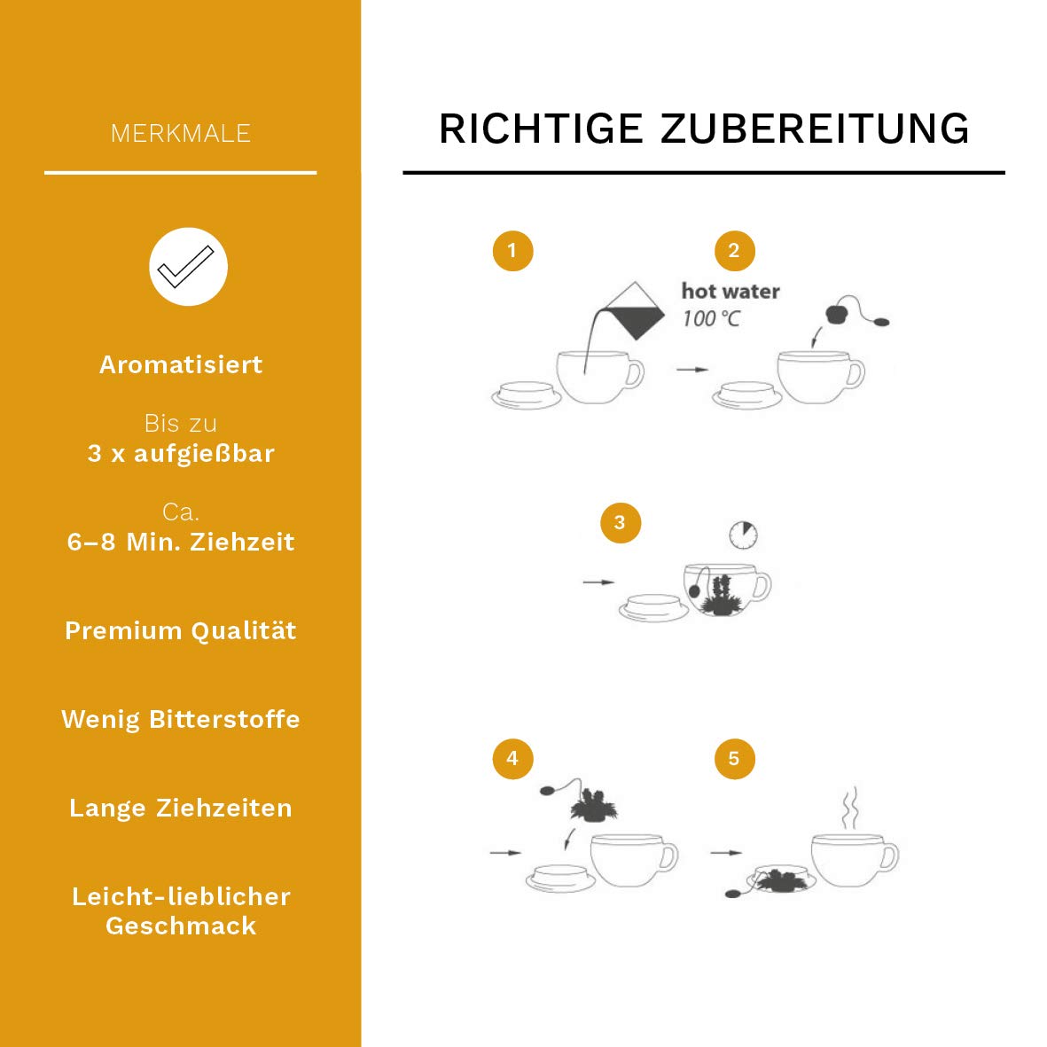 Creano 6 Teeblumen Geschenkbox weißer, schwarzer & grüner Tee in edler Magnetbox mit Silberprägung - 6 verschiedene Sorten - Geschenk zu Weihnachten