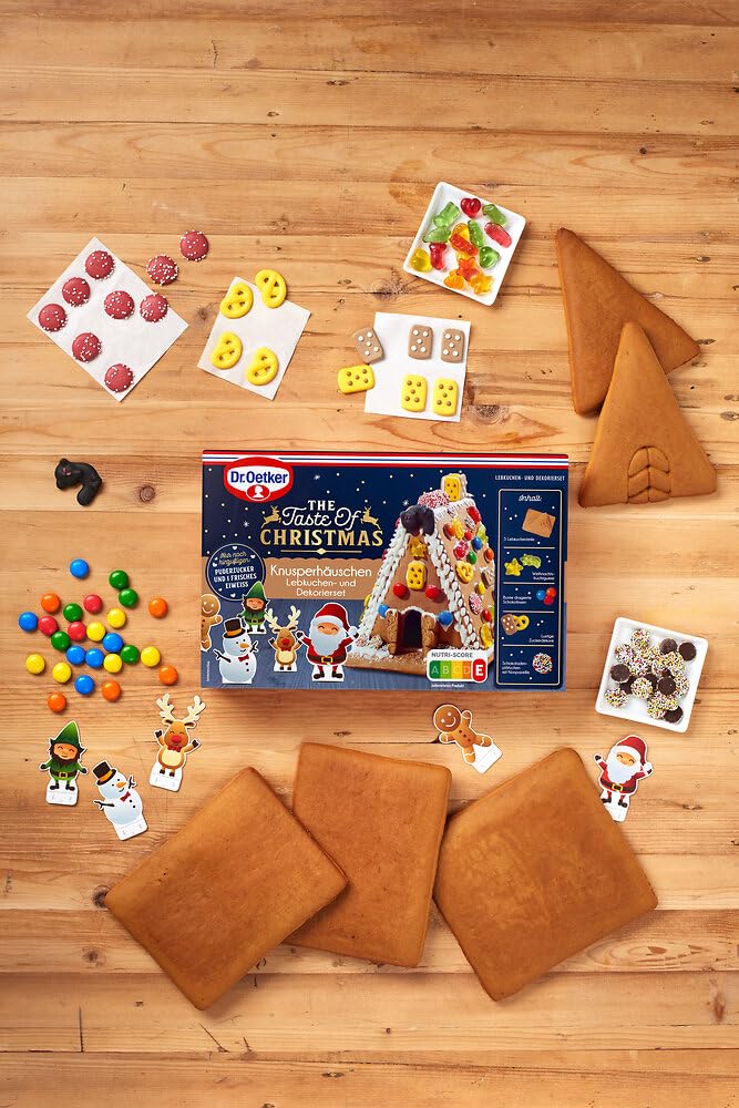 Dr. Oetker Knusper-Häuschen, Lebkuchenhaus und Dekorierset zum Basteln und Verzieren für die Weihnachtszeit- 1 x 403 g