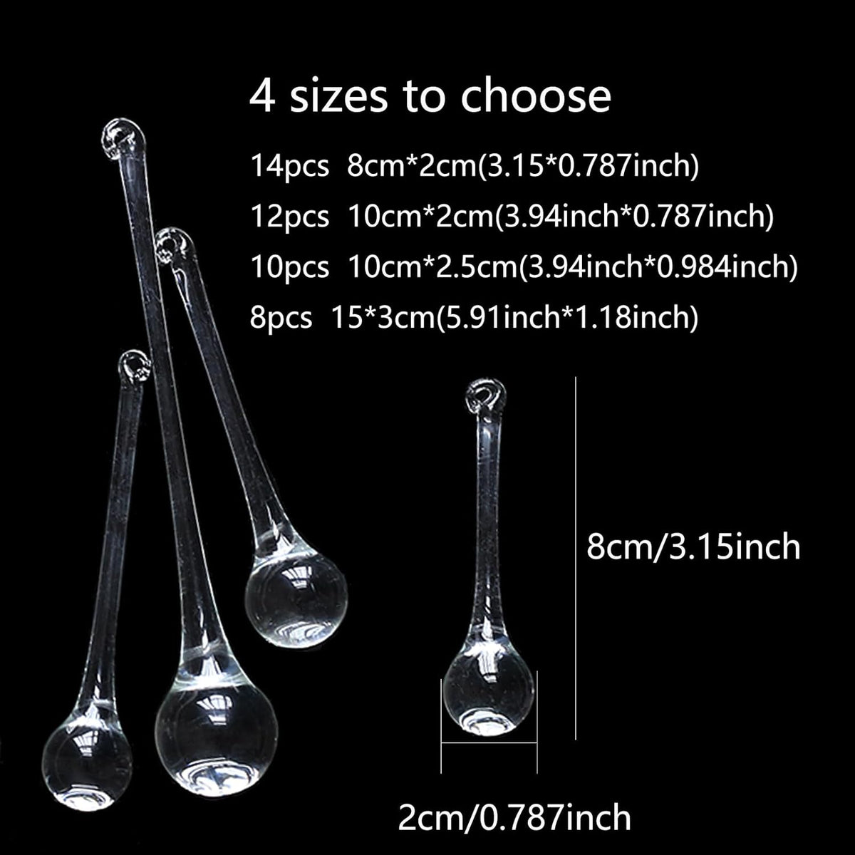 DAHI 12pcs Christbaumschmuck eiszapfen eistropfen Anhänger aus Glas zum Hängen Weihnachten Dekoration (transparent 100x20mm)
