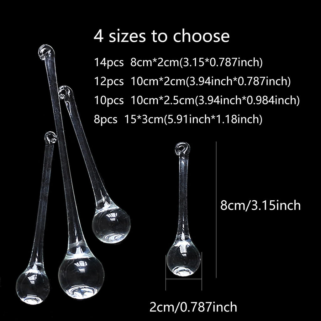 DAHI 12pcs Christbaumschmuck eiszapfen eistropfen Anhänger aus Glas zum Hängen Weihnachten Dekoration (transparent 100x20mm)