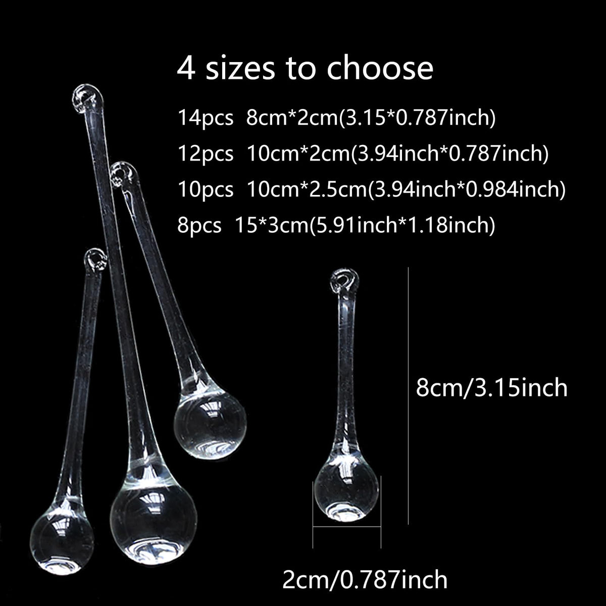 DAHI 12pcs Christbaumschmuck eiszapfen eistropfen Anhänger aus Glas zum Hängen Weihnachten Dekoration (transparent 100x20mm)