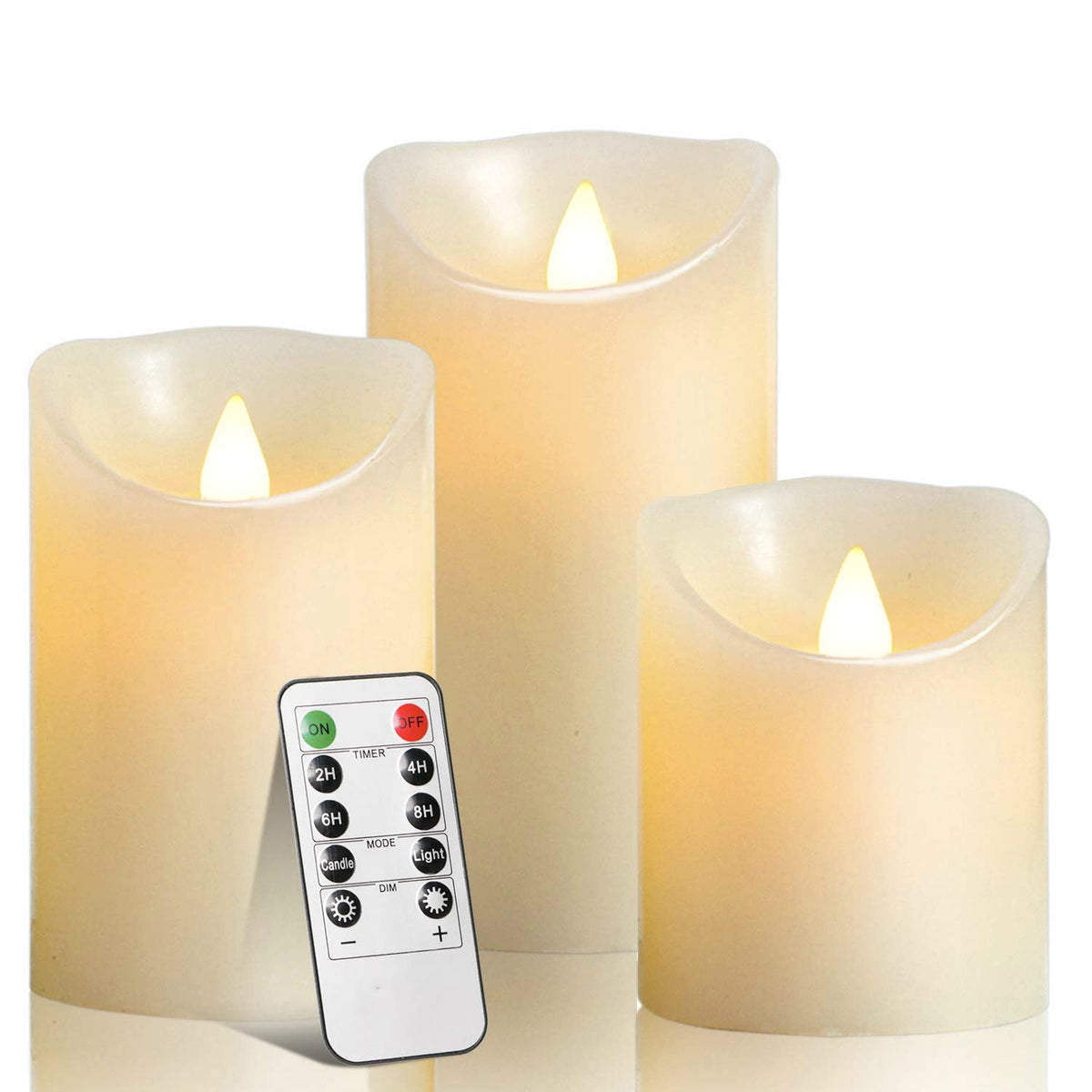2PACK Wasserdichte Outdoor Flammenlose LED Kerzen Fernbedienung Timer