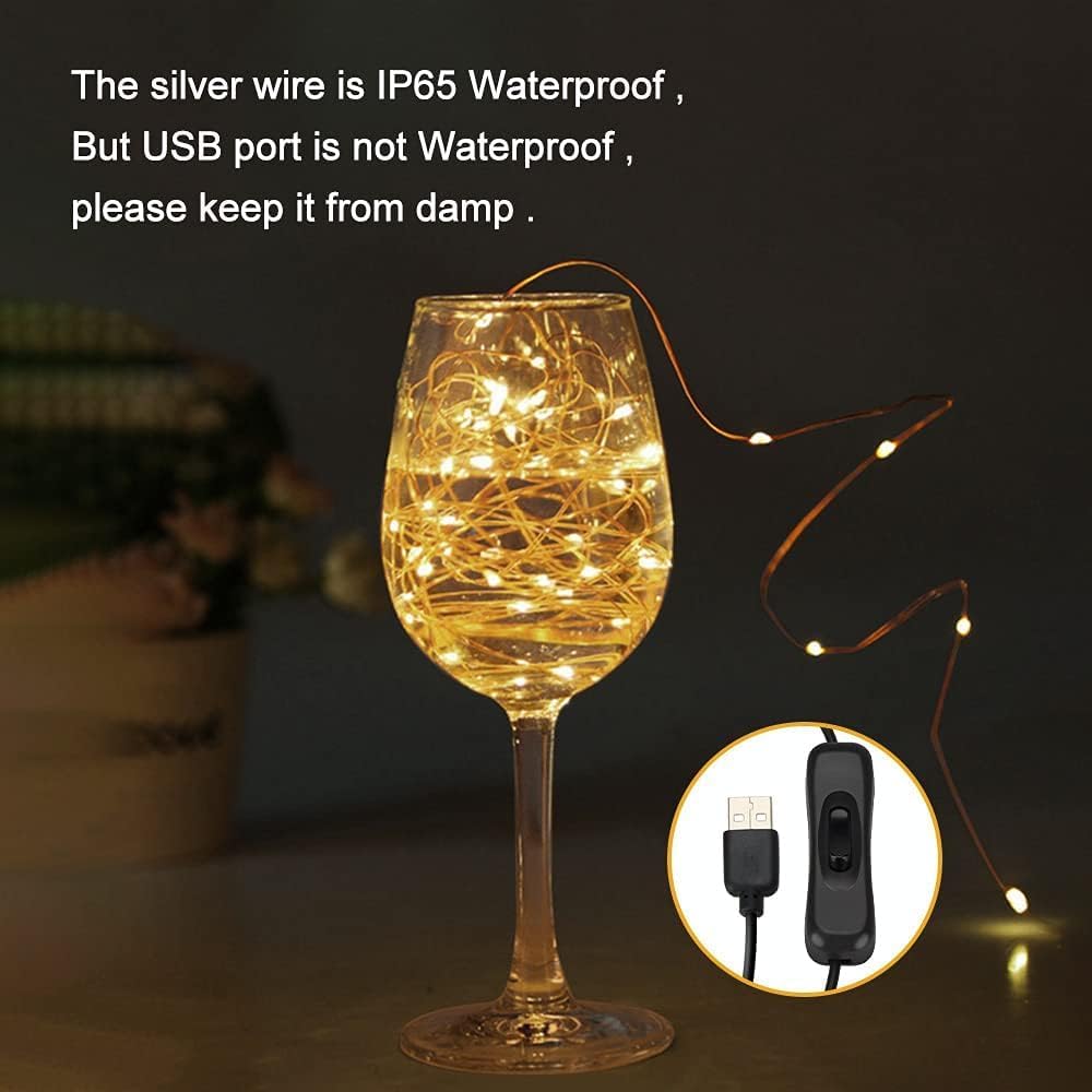 Hoteril 12M Draht Micro Lichterkette, 120LED Lichterkette USB mit Schalter