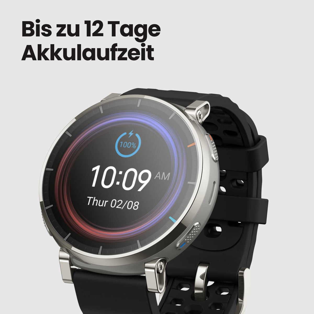 Amazfit Active 3 Premium 45mm GPS Lauf-Smartwatch, 1,32" AMOLED Saphir-Display, 12 Tage Akku, 4GB, NFC, Offline-Karten, 170+ Trainingsmodi, 5 ATM, Herzfrequenz- & Fitness-Tracker für Android & iPhone
