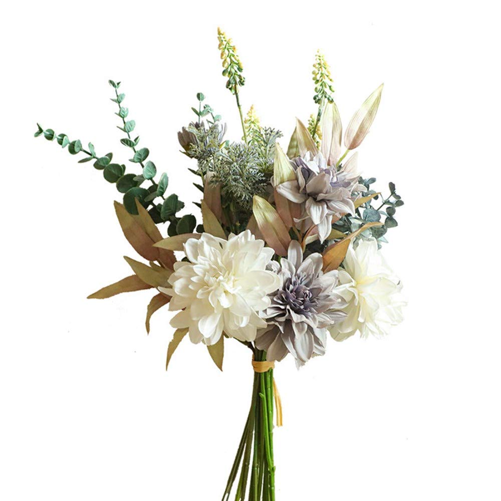 KIRIFLY Kunstblumen Künstliche Pflanzen Blumen Deko Seidenblumen Blumenarrangements Kernstück Hochzeit Blumenstrauß(Herbstrot)