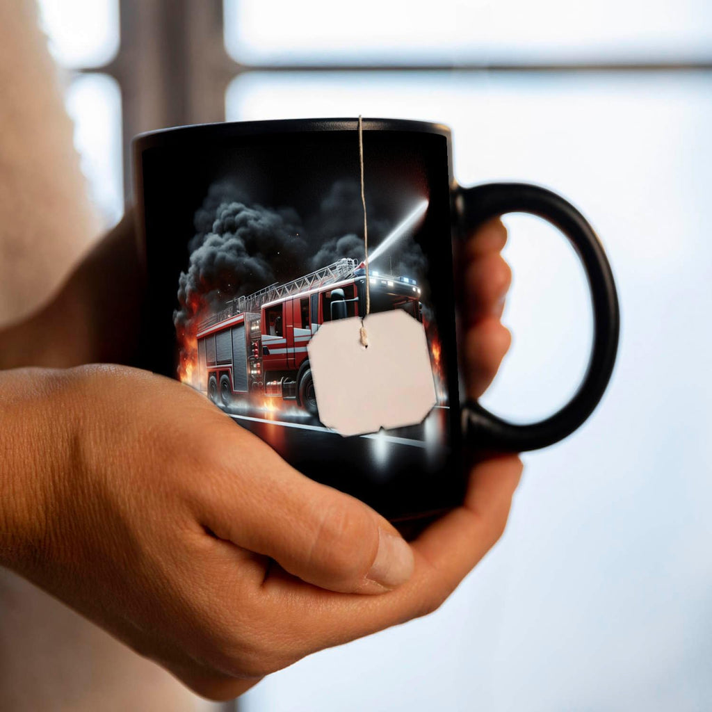 Feuerwehrfahrzeug im Einsatz Tasse in Schwarz Feuerwehr Tasse Einsatzfahrzeug Feuer Rettung Notfall Hilfe Löschfahrzeug Geschenk