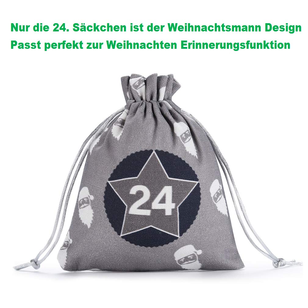 Adventskalender zum Befüllen, 24 Weihnachtskalender Papiertüten zum Selber Basteln, Geschenktüten zum selbst füllen, Advents Tüten Selbstbefüllen für Kinder & Erwachsene