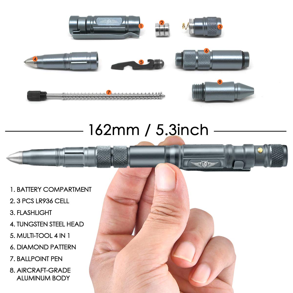 BIIB Geschenke für Männer, Multitool Pen mit LED für Feuerwehr Geschenk
