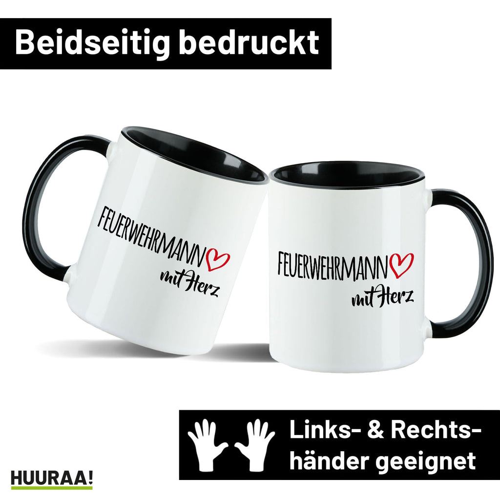 Huuraa Kaffeetasse Feuerwehrmann mit Herz Geschenk