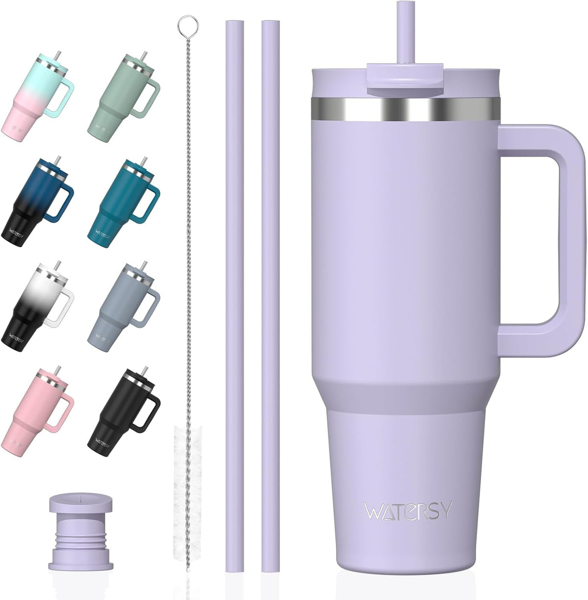 WATERSY 1.2L Thermobecher mit 2 Strohhalmen, Trinkbecher Auslaufsicherer Kaffeebecher To Go Vakuum-Isoliert mit BPA frei Schraubdeckel, Trinkflasche Kühlt 12 Stunden,Tiefseelndigo
