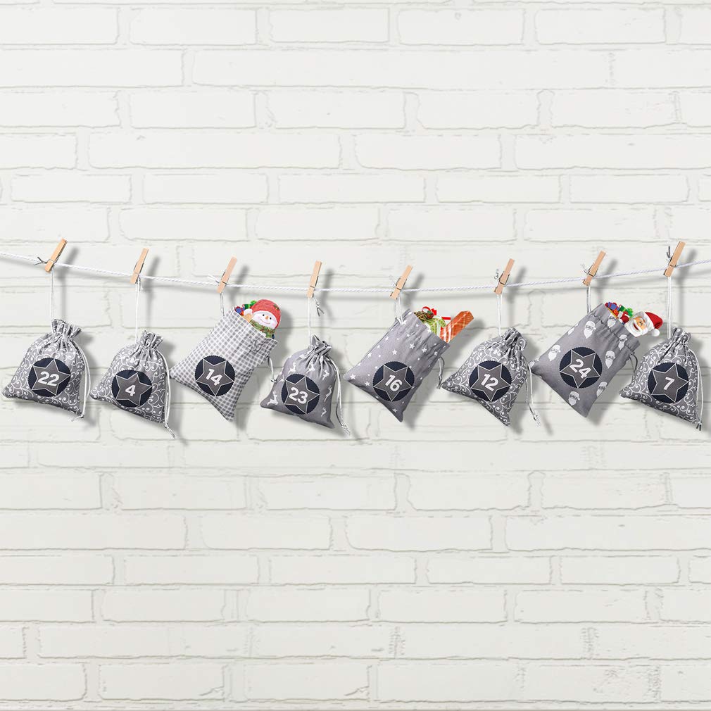 Adventskalender zum Befüllen, 24 Weihnachtskalender Papiertüten zum Selber Basteln, Geschenktüten zum selbst füllen, Advents Tüten Selbstbefüllen für Kinder & Erwachsene