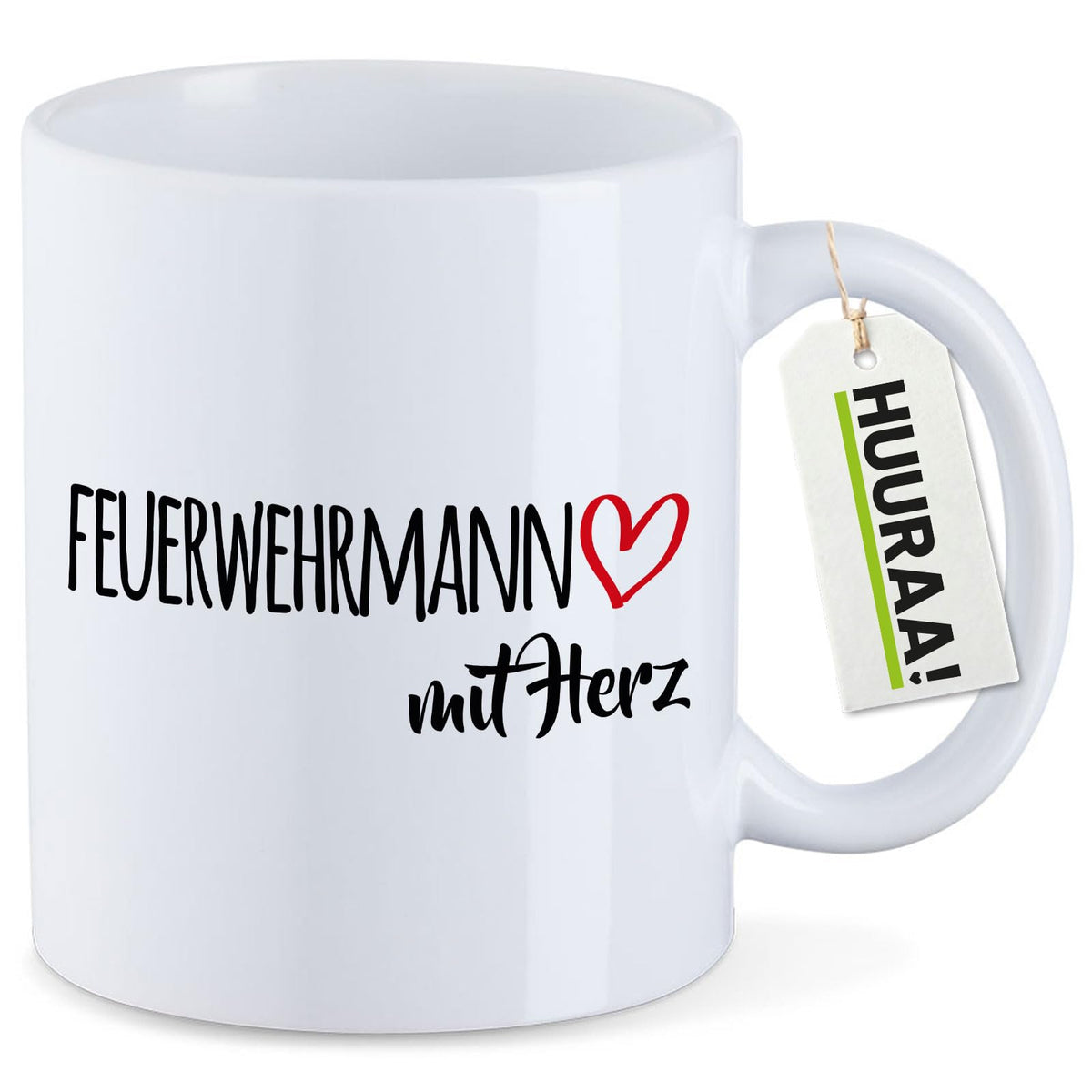 Huuraa Kaffeetasse Feuerwehrmann mit Herz Geschenk