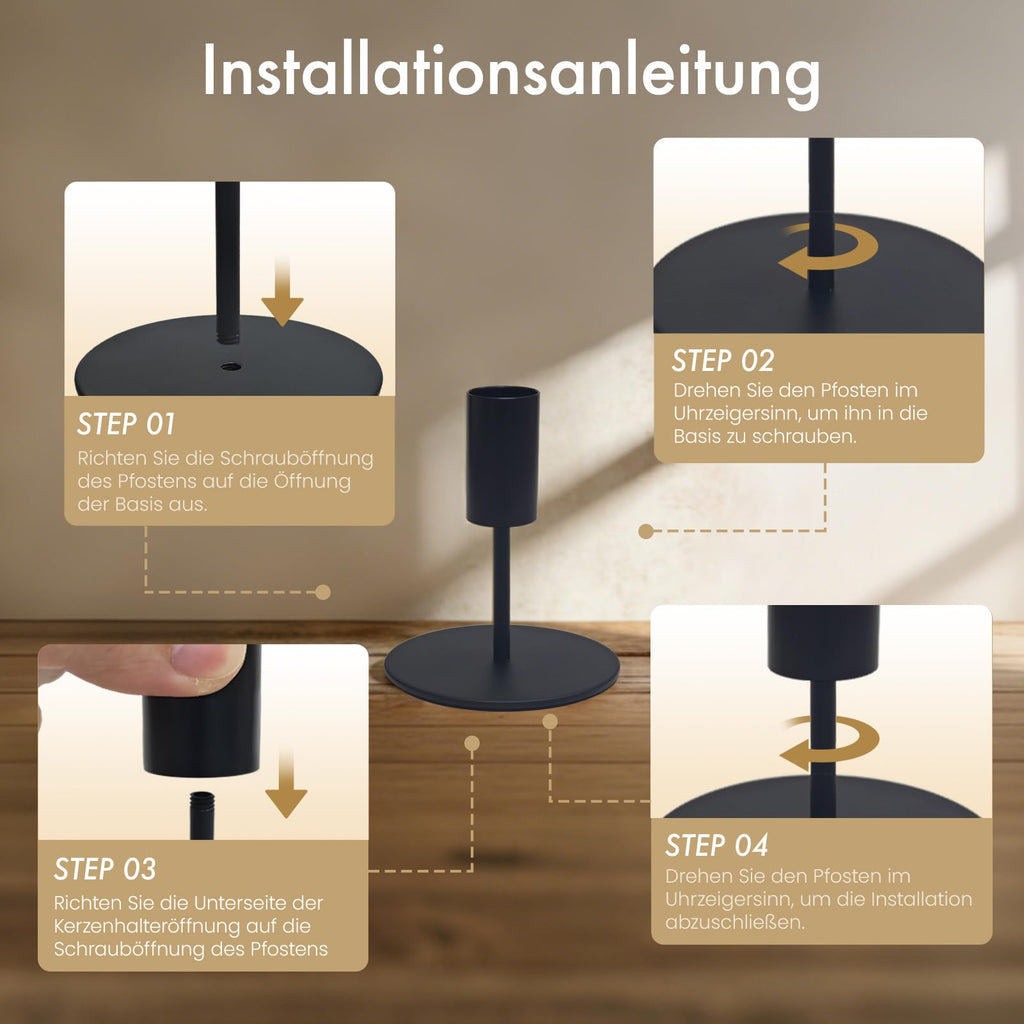 ALULU 8 Stück goldene Kerzenständer aus Metall für Stabkerzen Ø 2,2 cm