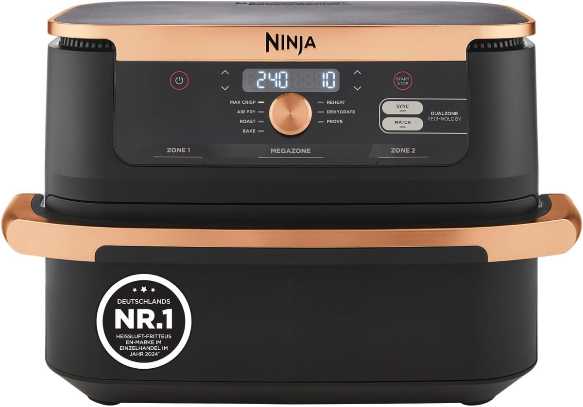 Ninja Foodi FlexDrawer Heißluftfritteuse, 10,4 L, Dual Zone, Schwarz/Kupfer