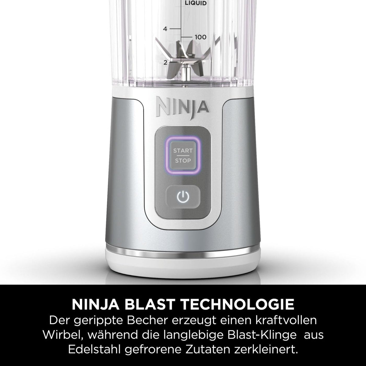 Ninja Blast Tragbarer Mixer / Blender / Smoothie Maker, 530ml Becher, Auslaufsicherer Deckel, Leistungsstarker Mini Standmixer, Kabellos & Wiederaufladbar, Zerkleinert Eis & Obst, Blau, BC151EUNV