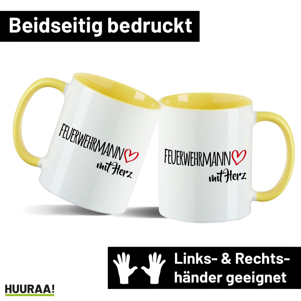 Huuraa Kaffeetasse Feuerwehrmann mit Herz Geschenk