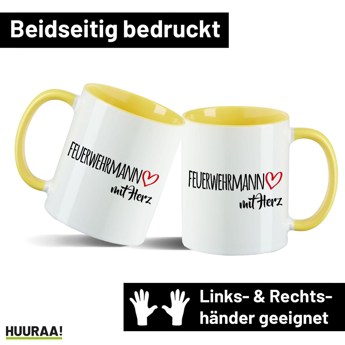 Huuraa Kaffeetasse Feuerwehrmann mit Herz Geschenk