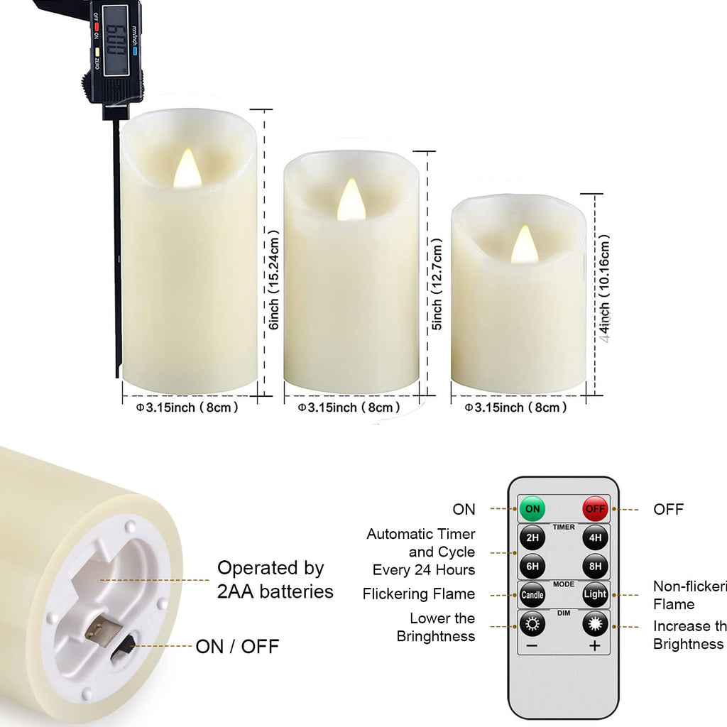 2PACK Wasserdichte Outdoor Flammenlose LED Kerzen Fernbedienung Timer