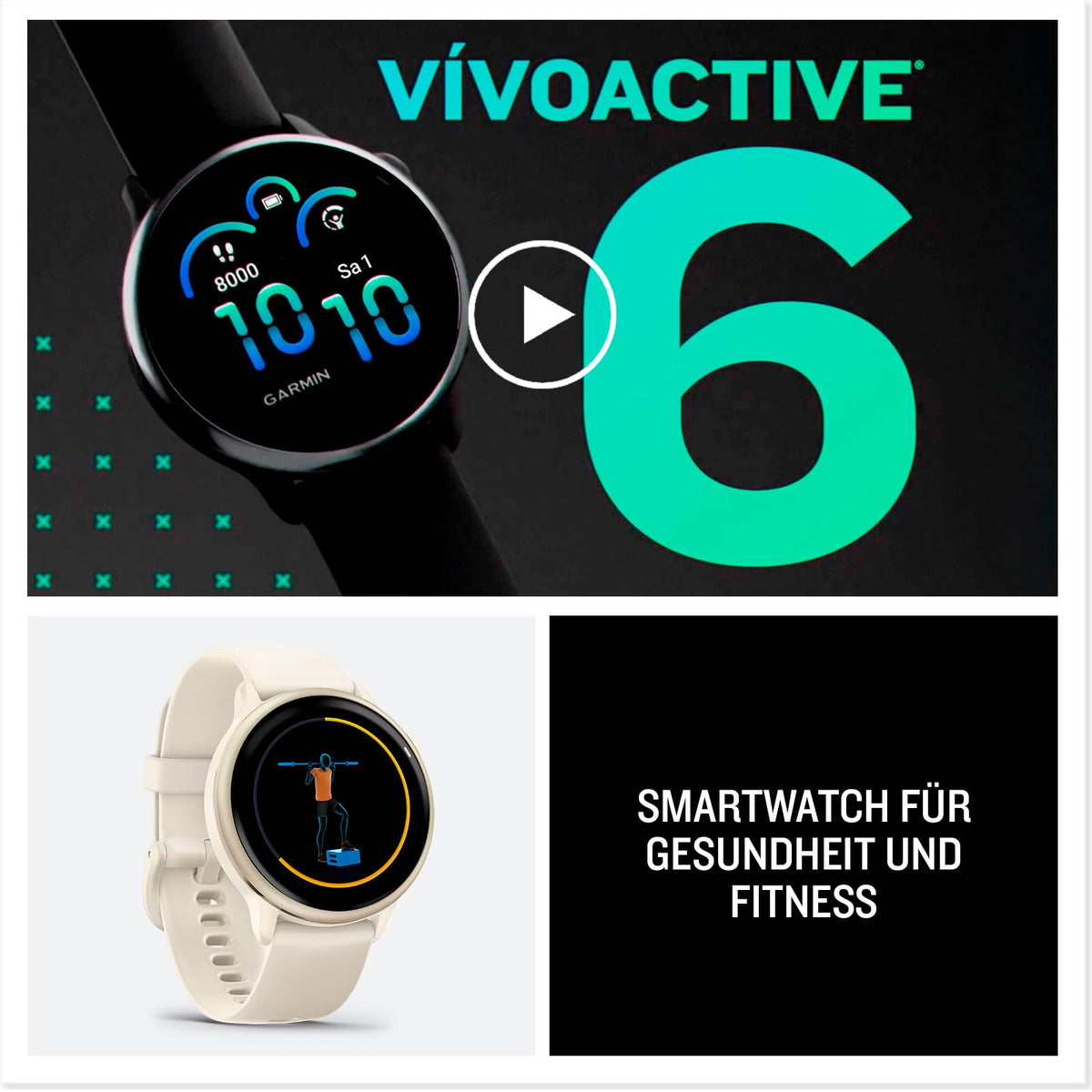 Garmin Vivoactive 6, 42 mm, GPS-Fitness-Smartwatch, Kieselgrau/Schiefergrau