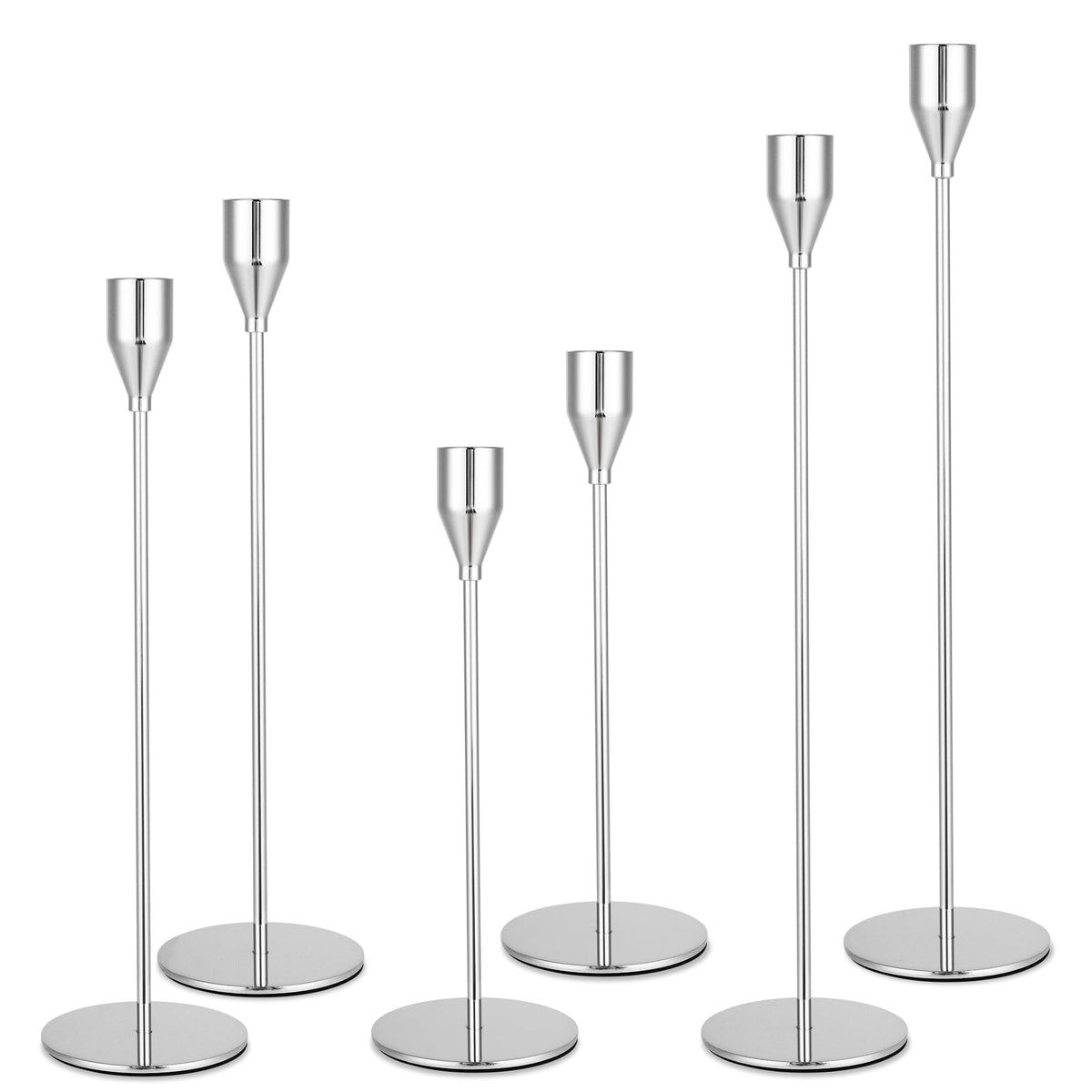 6 Teiliger Kerzenständer Metall, DREI Arten von Stabkerzenhalter mit Höhen von 33/28/23 cm, Dekor Kerzenhalter Stabkerze für Hochzeiten, Partys, Geburtstage, Tischdekorationen (Gold)