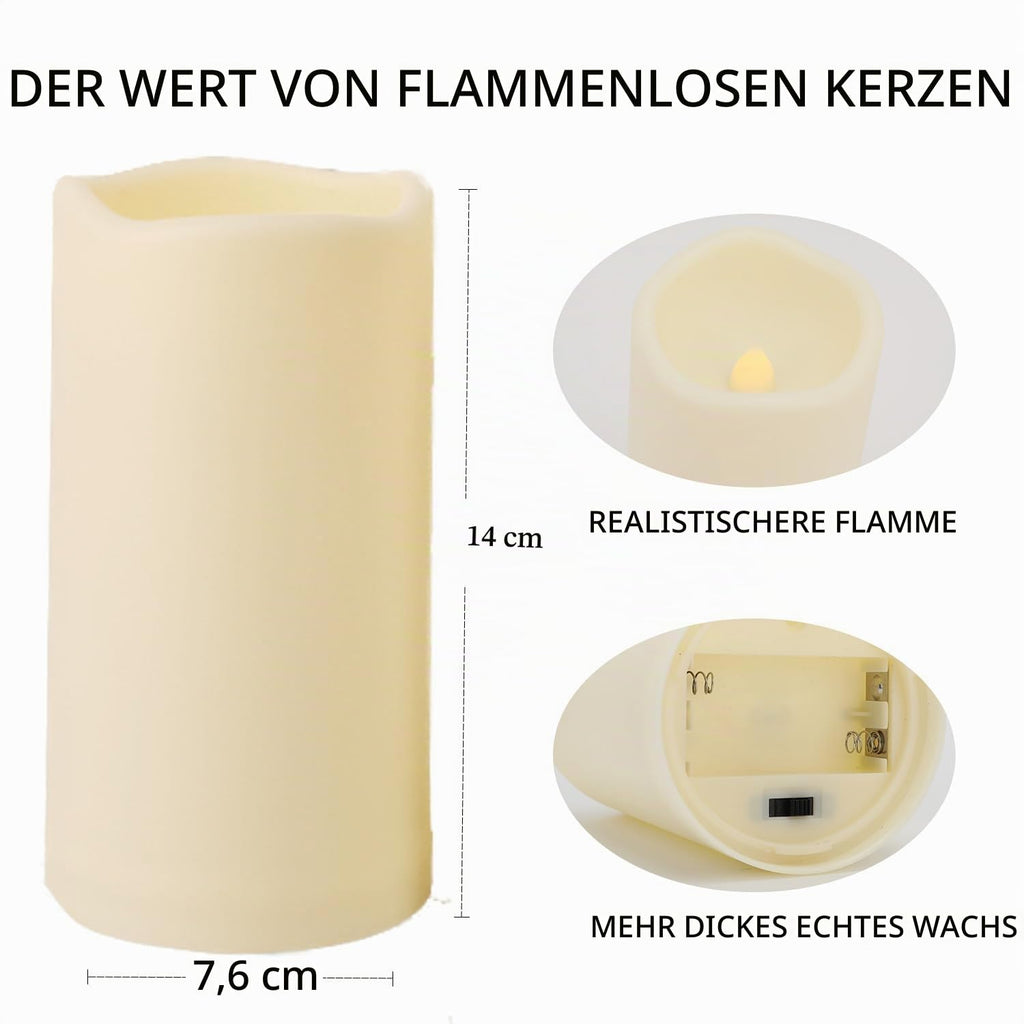 2PACK Wasserdichte Outdoor Flammenlose LED Kerzen Fernbedienung Timer