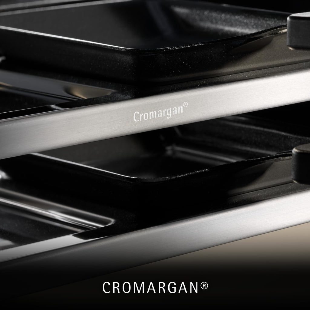 WMF Lono Raclette-Grill für 8 Personen, leistungsstark, gleichmäßiges Grillen und Überbacken, antihaftbeschichtete Pfännchen und Schieber, für idyllische Raclette-Abende, aus edlem Cromargan-Edelstahl