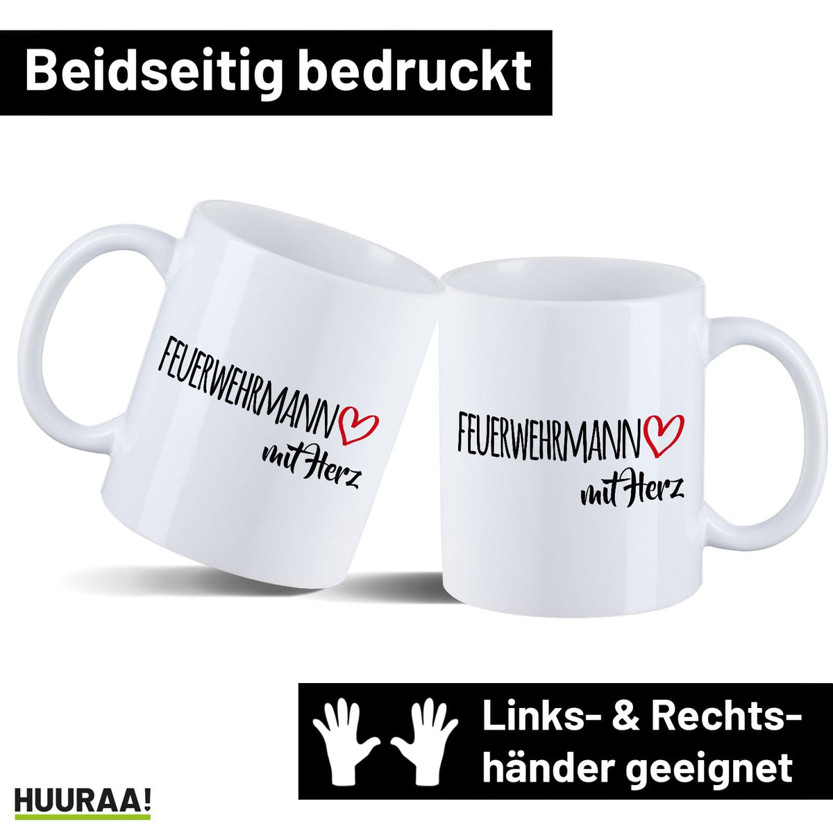 Huuraa Kaffeetasse Feuerwehrmann mit Herz Geschenk