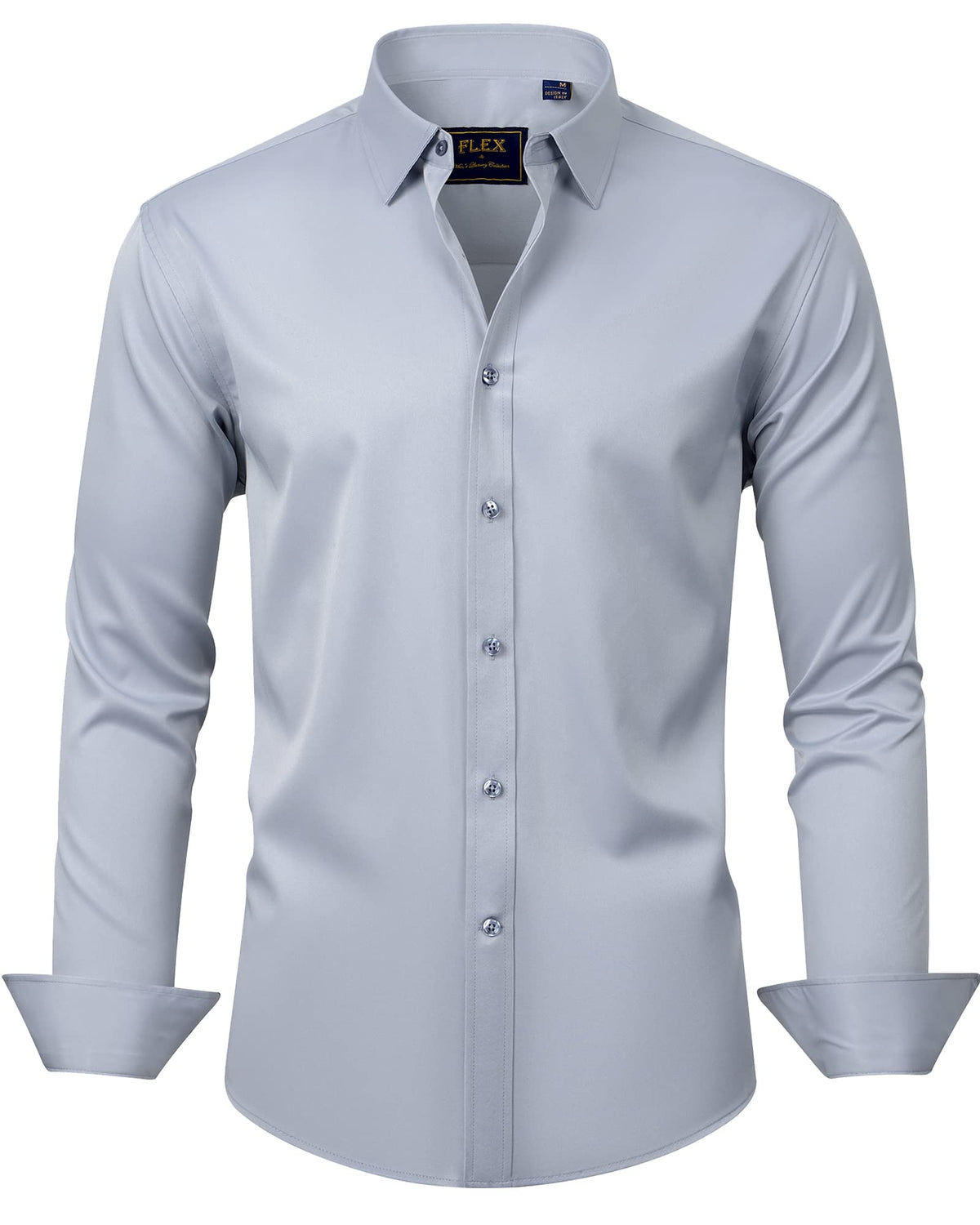 J.VER Men's Dress Shirts Solid Long Sleeve Stretch Wrinkle-Free Formal Shirt Business Casual Button Down Shirts