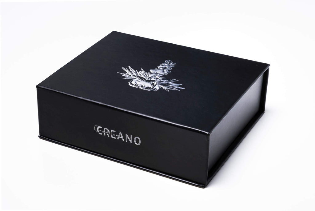 Creano 6 Teeblumen Geschenkbox weißer, schwarzer & grüner Tee in edler Magnetbox mit Silberprägung - 6 verschiedene Sorten - Geschenk zu Weihnachten