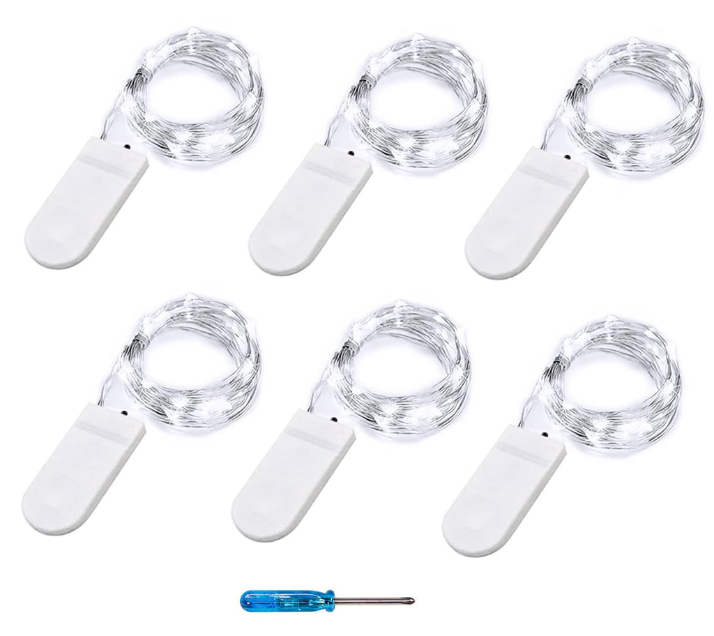 BXROIU 6 x 20 LED Micro Lichterkette Batterie 2 m mit CR2032 Warmweiß