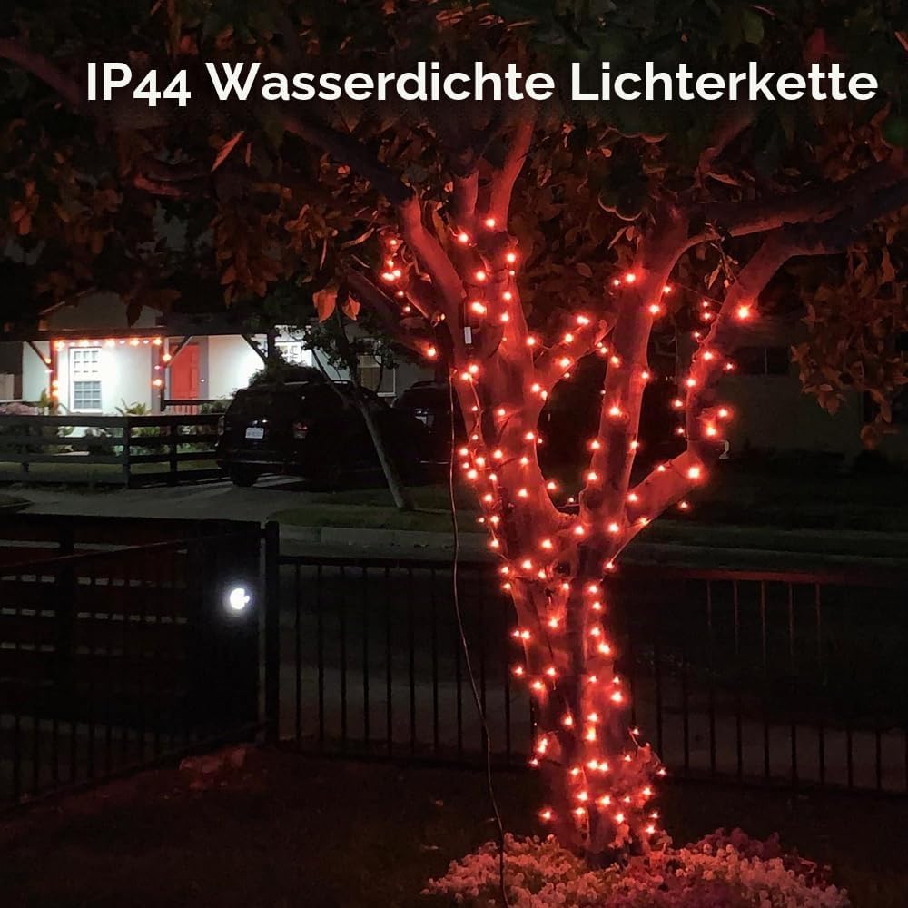 Halloween Lichterketten Orange - 15M/120 LEDs Herbst Ende zu Ende Erweiterbar Speicherfunktion 8 Modi Innen und Außen Wasserdicht Dekoration Weihnachtslicht für Partei Bäume Garten Hochzeit