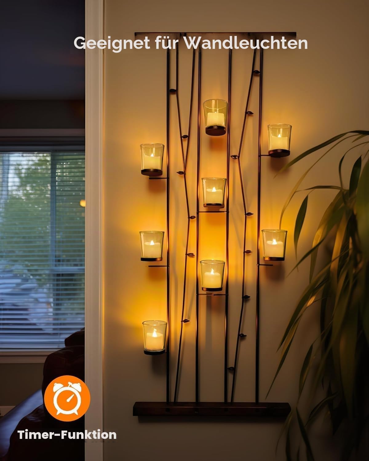 Homemory 12 led teelichter mit Timer, elektrische flackernde batteriebetriebene Kerzen, 6 Stunden an und 18 Stunden aus, 3.2x3.6 cm, Plastik