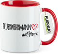 Huuraa Kaffeetasse Feuerwehrmann mit Herz Geschenk