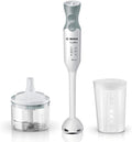 Bosch Stabmixer ErgoMixx, abnehmbarer Mixfuß, mit Mixbecher, 4-Klingen-Messer, Zerkleinerer, ergonomisches Design, 12 Stufen plus Turbo, 600 W, weiß/grau, MSM66020