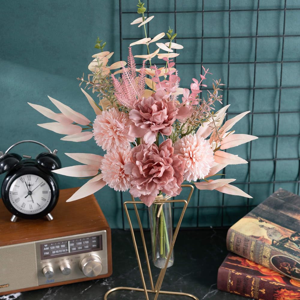 KIRIFLY Kunstblumen Künstliche Pflanzen Blumen Deko Seidenblumen Blumenarrangements Kernstück Hochzeit Blumenstrauß(Herbstrot)