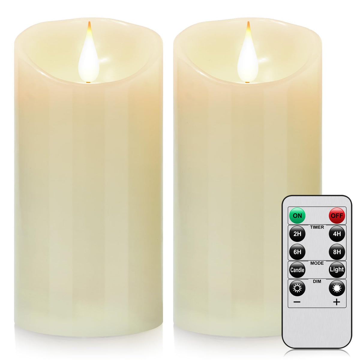 2PACK Wasserdichte Outdoor Flammenlose LED Kerzen Fernbedienung Timer