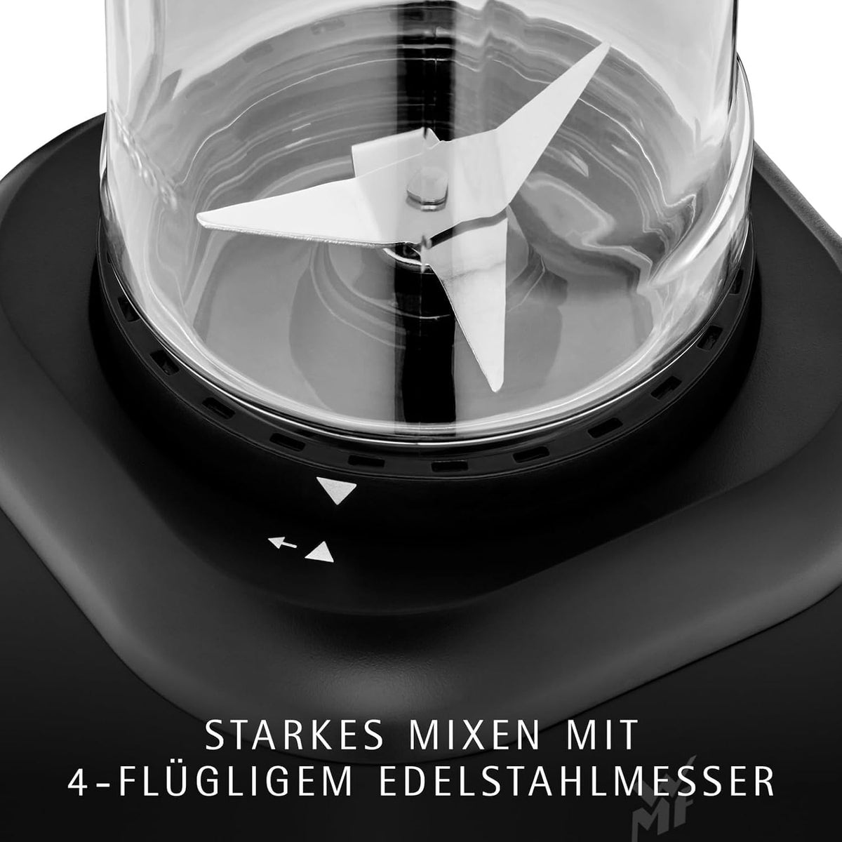 WMF Kult X Mix & Go – Smoothie Maker & Mixer, kompakter Standmixer 300 W mit 0,6 L Tritan-Flasche, 4 Edelstahlklingen, Sicherheitsabschaltung, Shake Mixer aus Cromargan Edelstahl, Deep Black