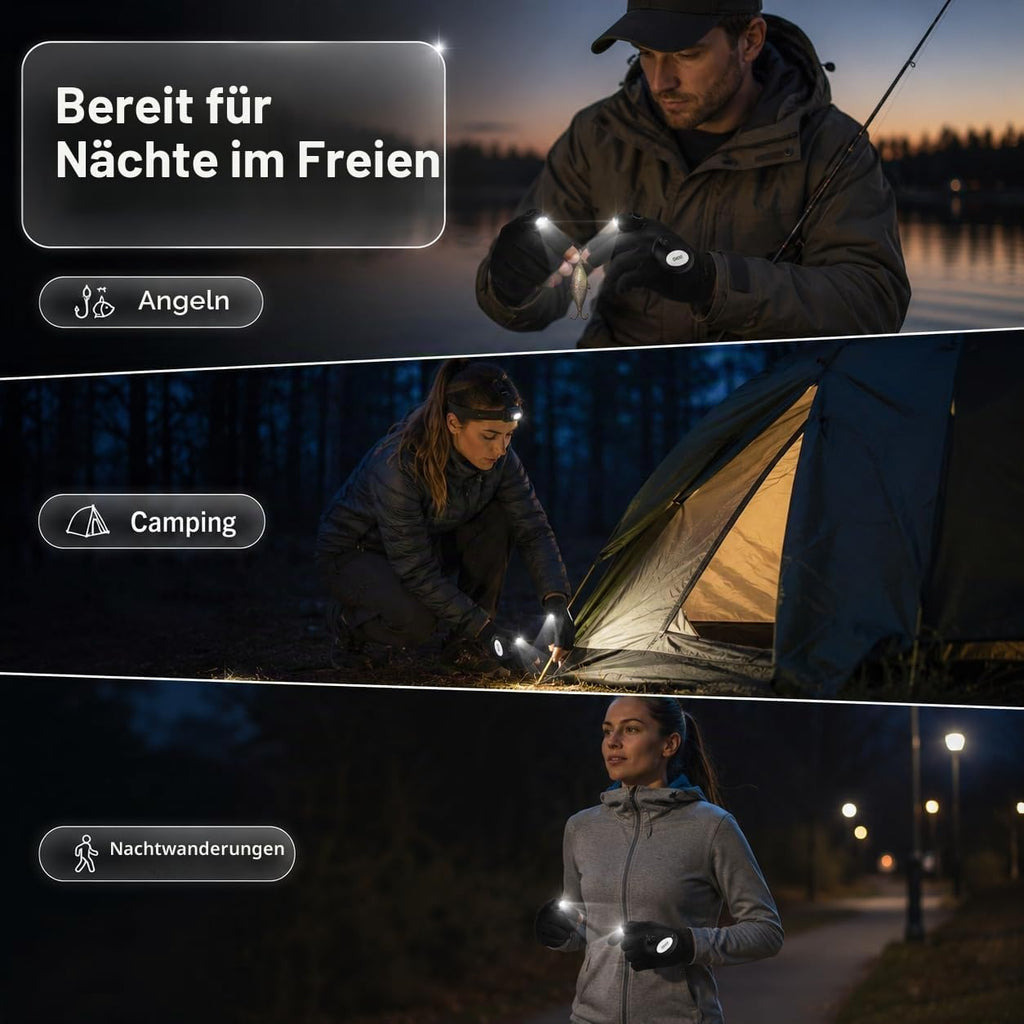 Mylivell Handschuhe mit Licht für Männer – LED Angelhandschuhe, Handschuhe mit LED Licht für Angeln, Camping & Reparaturen, praktische Geschenkidee für Männer, Vatertag Geschenk