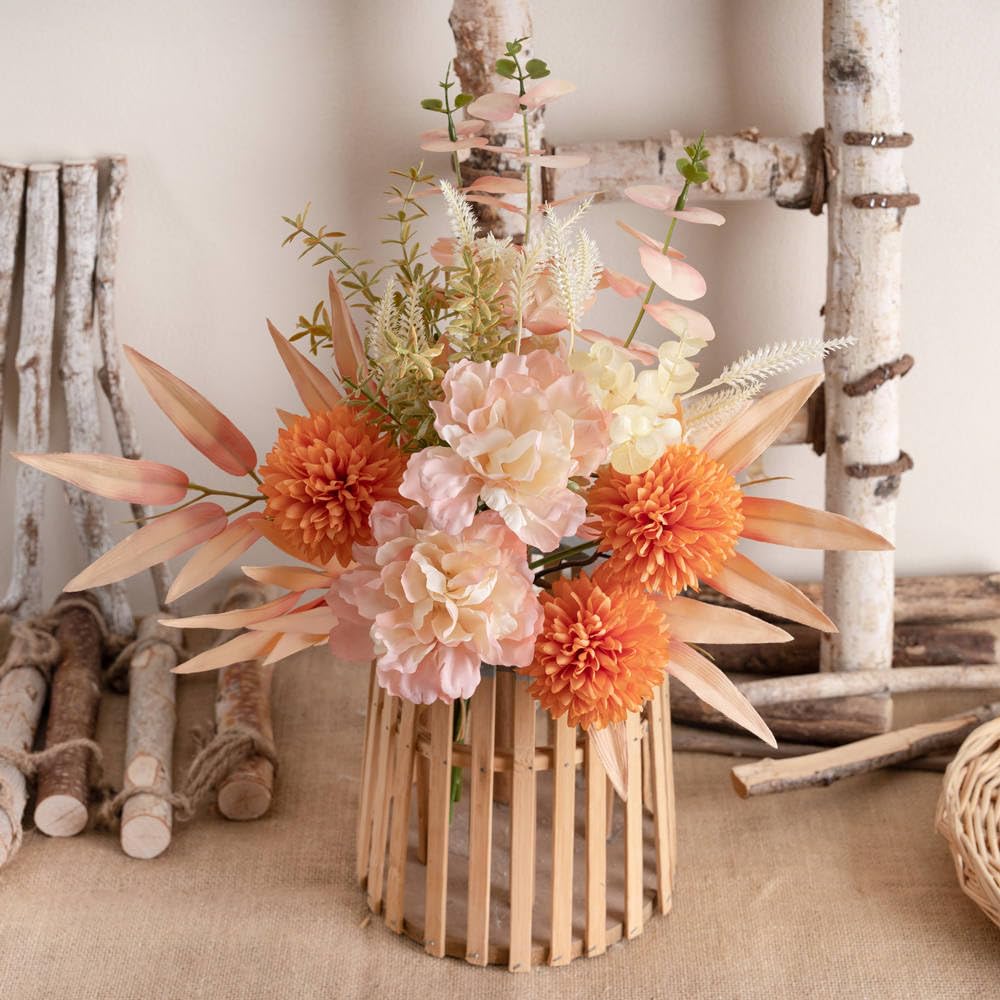 KIRIFLY Kunstblumen Künstliche Pflanzen Blumen Deko Seidenblumen Blumenarrangements Kernstück Hochzeit Blumenstrauß(Herbstrot)