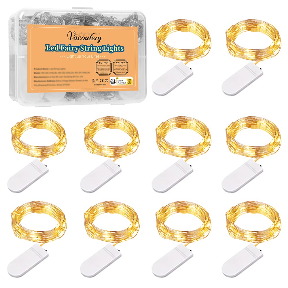 30 Stück Lichterkette Batterie 10 LED Lichterkette mit Batterie 1M LED Lichterketten 3.3FT Lichterketten für Innen Weihnachten Deko
