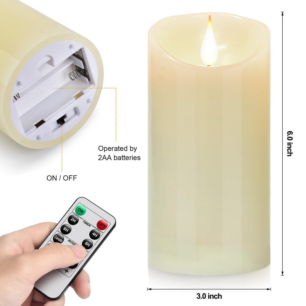 2PACK Wasserdichte Outdoor Flammenlose LED Kerzen Fernbedienung Timer