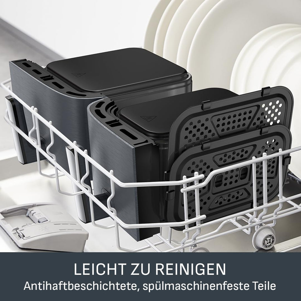 Tefal Dual Easy Fry Heißluftfritteuse 8,3 L mit 2 Kammern